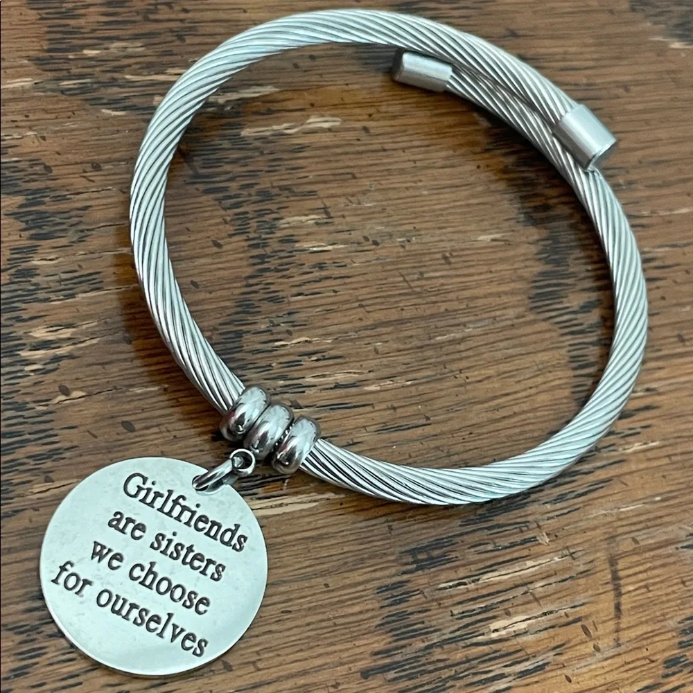 Cable Bracelet with Engraved Charm